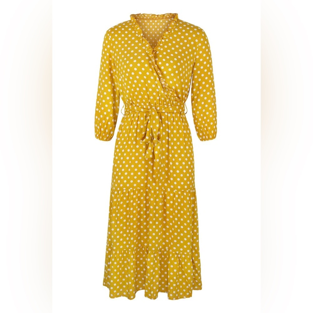 Yellow Polka Dot Wrap Dress